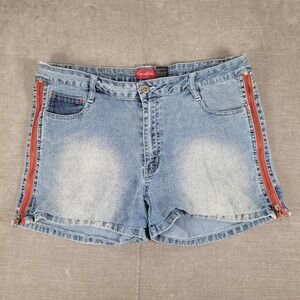 Southpole‎ Denim Shorts Y2K Red Zipper Jean Shorts Womens Size 15